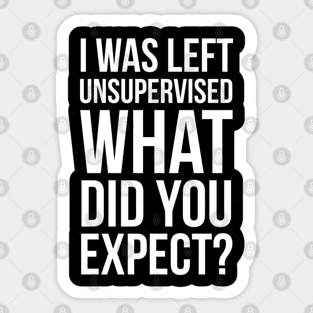 I Was Left Unsupervised What Did You Expect? Sticker by evokearo